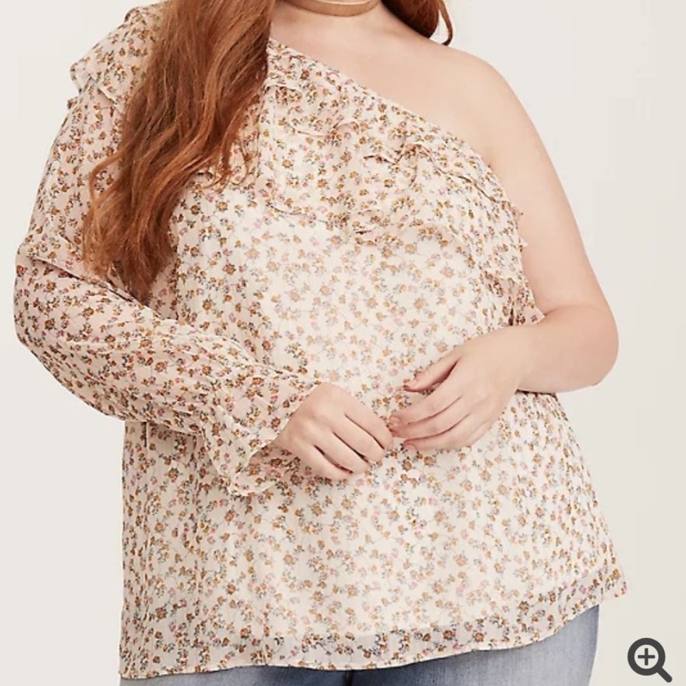 Torrid Floral Ruffle One Shoulder Top